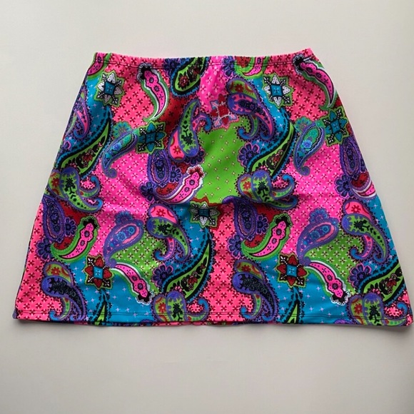 NWT Mystique Apparel Pink Paisley Love Triangle Top, Bottoms & Skirt Rave Set - Picture 9 of 16